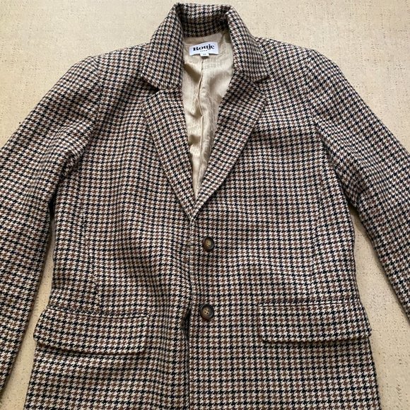 ROUJE PARIS Jacques Oversized Boyfriend Wool Blend Houndstooth Blazer - Picture 5 of 8